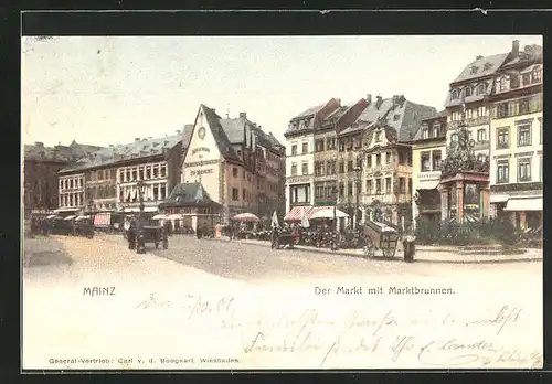 AK Mainz, Markt mit Marktbrunnen