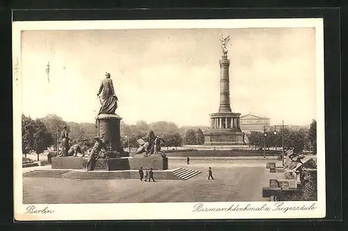 AK Berlin, Bismarckdenkmal und Siegessäule