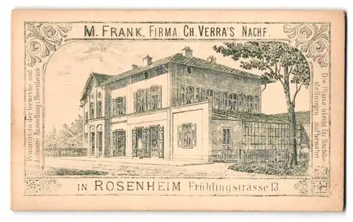 Fotografie M. Frank, Rosenheim, Frühlingstr.13, Ansicht Rosenheim, Photostudio Frank, Fir. Ch. Verra`s Nachf., vor. Mann
