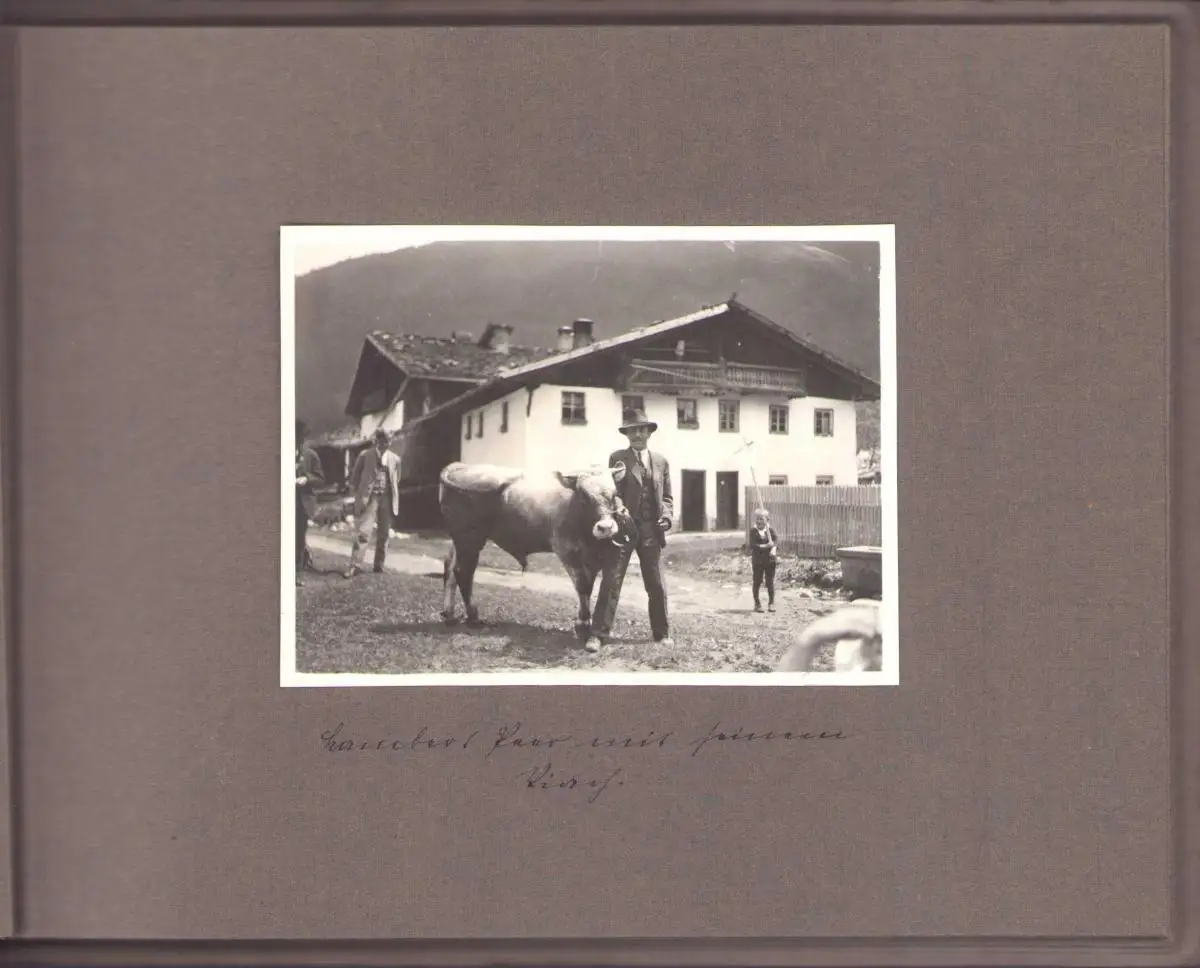 Fotoalbum 36 Fotografien Österreich-Tirol 1925, Ansicht Neustift, Einheimische in Tracht, Alpenpanorama, Berg-Massiv 11