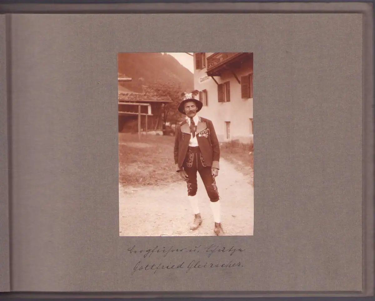 Fotoalbum 36 Fotografien Österreich-Tirol 1925, Ansicht Neustift, Einheimische in Tracht, Alpenpanorama, Berg-Massiv 12
