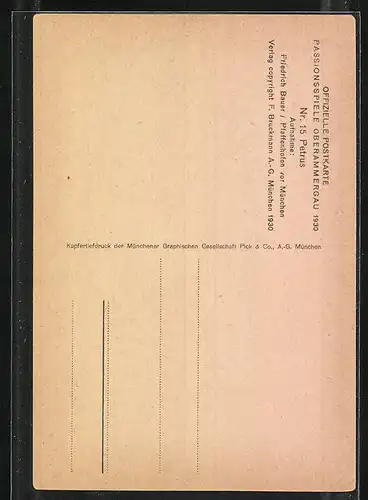 AK Oberammergau, Passionspiele 1930, Peter Rendl als Petrus