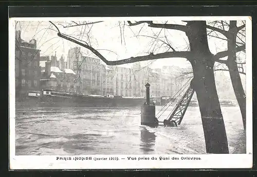 AK Paris, Inondation 1910, Vue prise du Quai des Orfèvres, Hochwasser