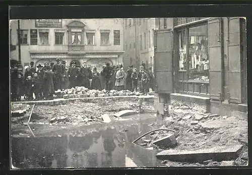 AK Nürnberg, Hochwasser 1909, An der Frauenkirche