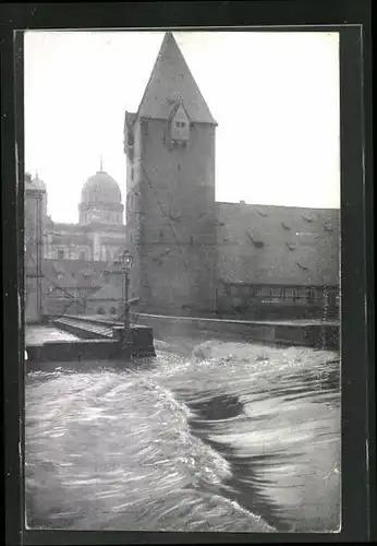 AK Nürnberg, Hochwasser 1909, Am Bergauerplatz