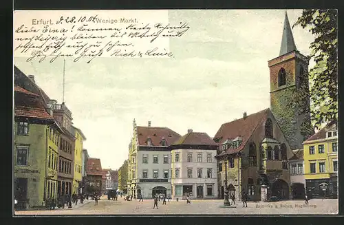 AK Erfurt, Wenige Markt mit Kirchturm