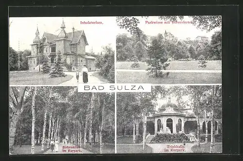 AK Bad Sulza, Trinkhalle im Kurpark, Inhalatorium, Birkenallee