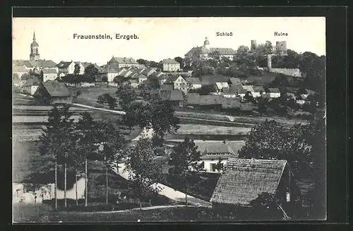 AK Frauenstein /Erzgeb., Teilansicht mit Schloss und Ruine