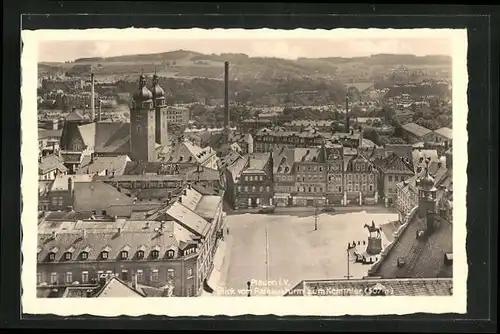 AK Plauen i. V., Blick vom Rathausturm zum Kemmler
