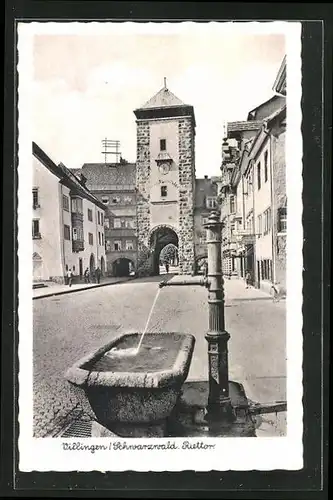 AK Villingen /Schwarzwald, Riettor und Brunnen