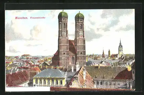 AK München, Gesamtansicht mit Frauenkirche