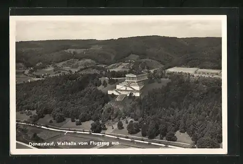 AK Donaustauf, Tempel Walhalla aus der Vogelschau, Fliegeraufnahme