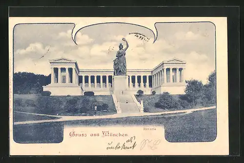 AK München, Bavaria und Denkmal