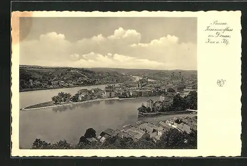 AK Passau, Zusammenfluss von Donau, Inn und Ilz