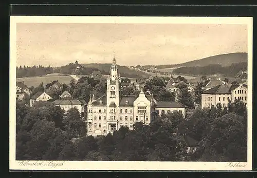 AK Eibenstock / Erzgebirge, Rathaus aus der Vogelschau