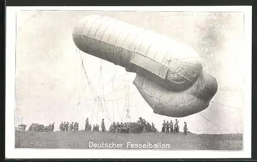 AK Deutscher Fesselballon vor seinem Abflug