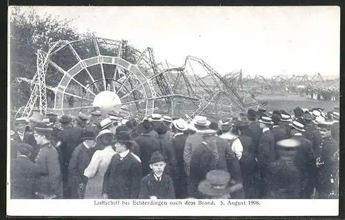 AK Echterdingen, Luftschiff nach dem Brand am 8. August 1908