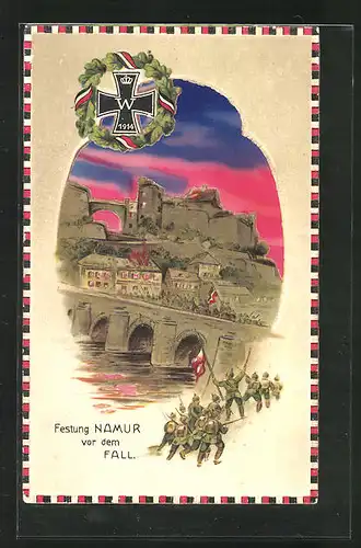AK Namur, Deutsche Truppen beim Sturm auf die Festung, Halt gegen das Licht
