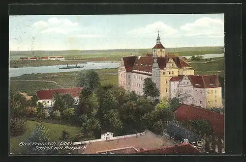 AK Pretzsch / Elbe, Schloss mit Kurpark