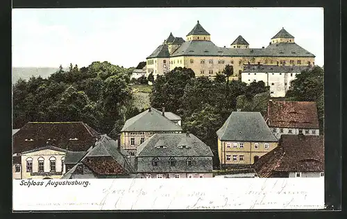 AK Augustusburg, Teilansicht mit Schloss