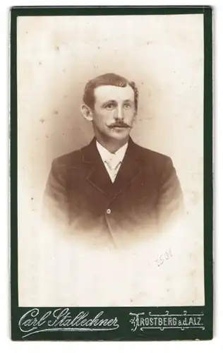 Fotografie Carl Stallechner, Trostberg a. d. Alz, Portrait modisch gekleideter Herr mit Oberlippenbart