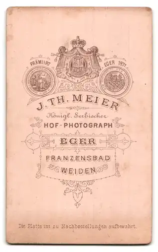 Fotografie J. Th. Meier, Eger-Weiden, Brustportrait modisch gekleideter Herr mit Zwicker