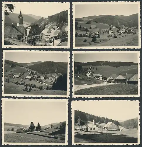 6 Fotografien unbekannter Fotograf, Ansicht Todtmoos, Ortsansichten, Panorama mit Kirche, Gehöft & Kapelle