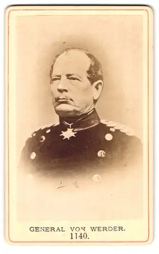 Fotografie Fotograf und Ort unbekannt, Portrait General von Werder in Uniform mit Orden