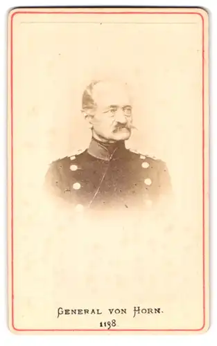 Fotografie Fotograf und Ort unbekannt, Portrait General von Horn in Uniform mit Schnauzbart