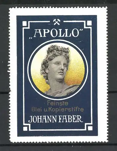 Reklamemarke Apollo feinste Blei- und Kopierstifte, Johann Faber, Apollo-Statue