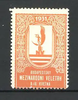 Reklamemarke Budapest, Mezinarodni Veletrh 1931, Hermes auf Buchstaben stehend