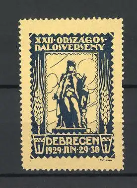 Reklamemarke Debrecen, XXII. Orszagos Dalosverseny 1929, Standbild