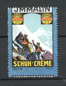 Reklamemarke Immalin Schuh-Creme, Bergsteiger und Dosen Schuhcreme, Serie VII., Bild 2