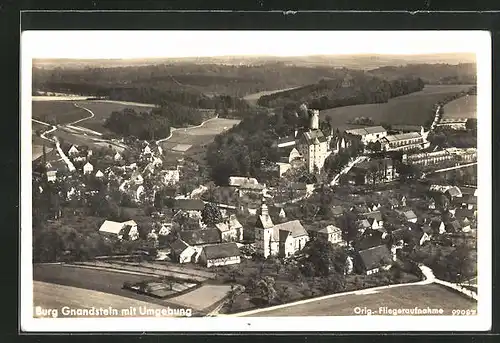 AK Gnandstein, Burg Gnandstein mit Umgebung vom Flugzeug aus