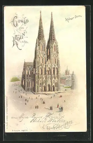 Lithographie Köln a. Rh., Kölner Dom, Halt gegen das Licht