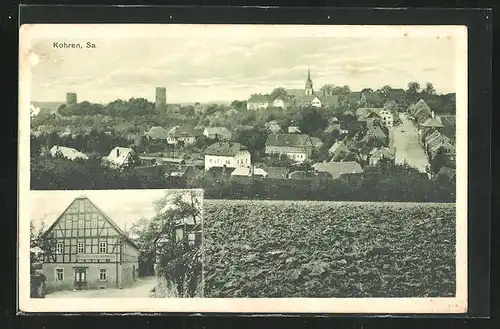 AK Kohren i. Sa., Bahnhofs-Gasthof Mittelmühle, Ortsansicht