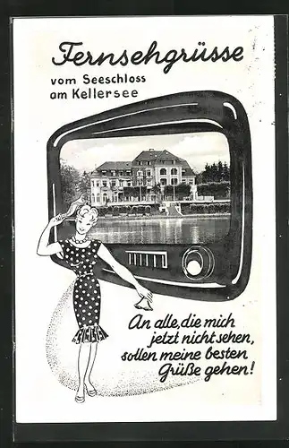 AK Malente-Gremsmühlen, Hotel Seeschloss am Kellersee, Fernsehgrüsse