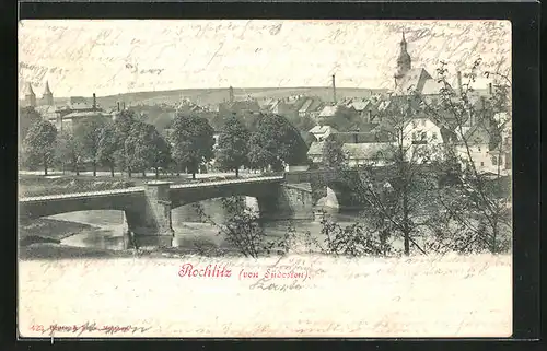 AK Rochlitz, Teilansicht mit Brücke von Südosten