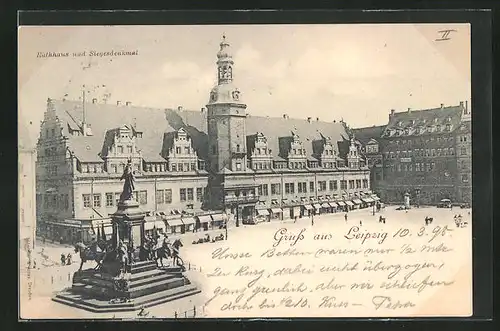 AK Leipzig, Rathaus mit Siegesdenkmal