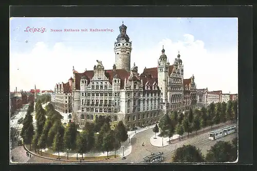 AK Leipzig, Neues Rathaus mit Rathausring