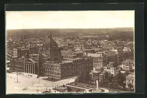 AK Leipzig, Blick vom Rathausturm nach Südwest