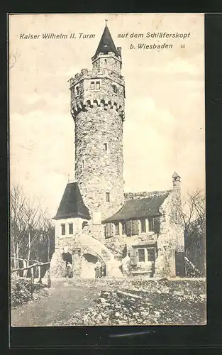 AK Wiesbaden, Kaiser Wilhelm II. Turm auf dem Schläferskopf