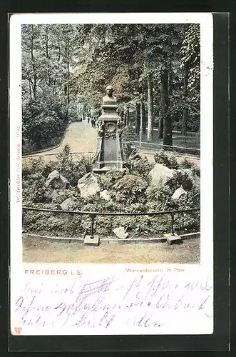 AK Freiberg / Sachsen, Wernerdenkmal im Park