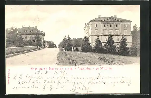 AK Wiesbaden, Gasthof Jagdschloss und Forsthaus Platte