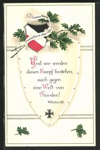 Präge-AK Zitat von Wilhelm I. R. mit Eisernem Kreuz