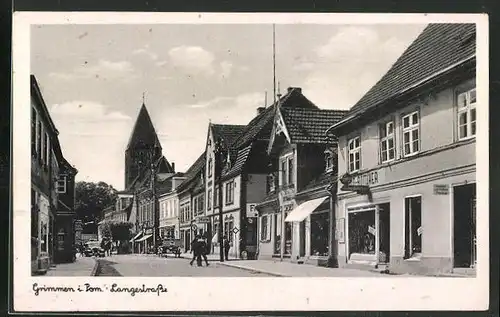 AK Grimmen i. Pomm., Partie an der Langestrasse