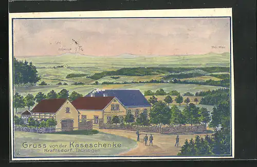 AK Kraftsdorf / Thür., Gasthof und Restaurant Käseschenke mit Erzgebirge