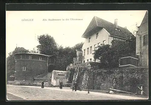 AK Görlitz, Alte Stadtmauer in der Uferstrasse