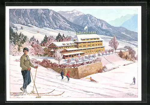 Künstler-AK Bad-Oberdorf, Kur- und Sport-Hotel Luitpold-Bad im Winter