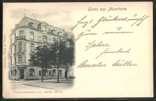 AK Mannheim, Wein-Restaurant von Amalie Müller